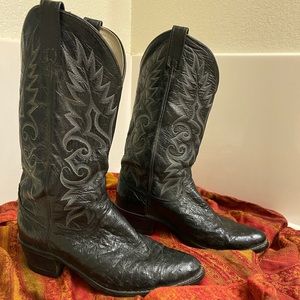 *HP* Dan Post Men's Black Leather/Ostrich 9D Boots